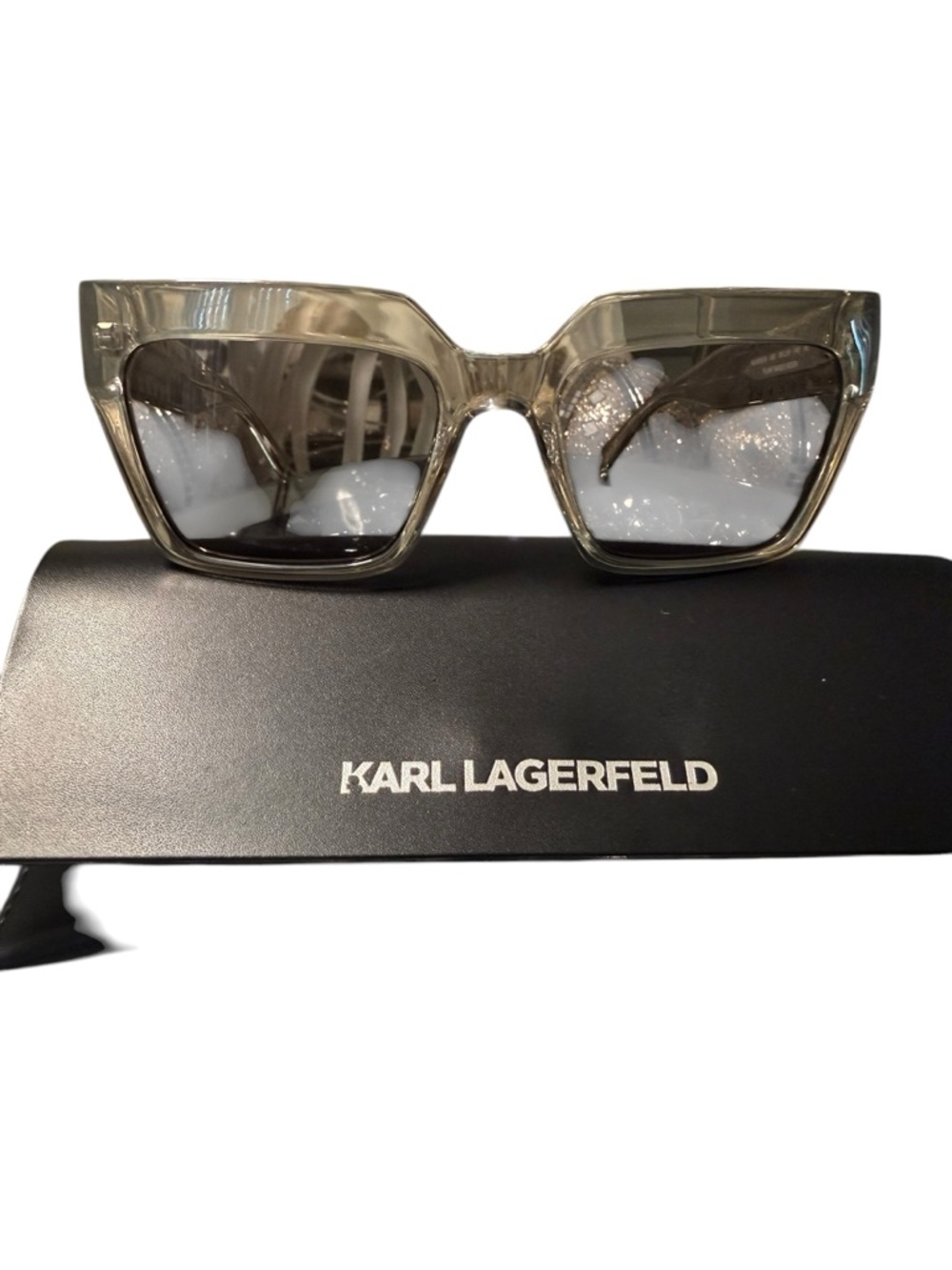 Karl Lagerfeld KL6181SN Cat Eye Sunglasses Clear Gray Designer Eyewear w/ Case
